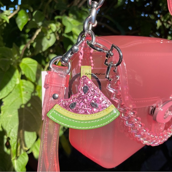 Flower Pink Coach Jelly Tabby Bag CH748 & Vintage Glitter Watermelon Charm SET - Picture 3 of 15